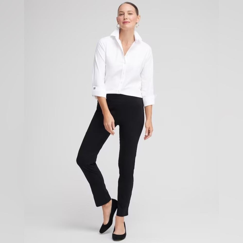Chico’s Women’s Sz 00 Petite So Slimming Ankle Pants Black Pull On Pockets As Is